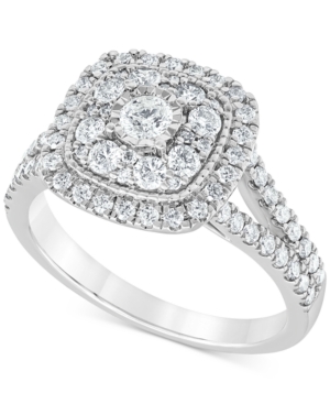 image of Diamond Multi-Layer Square Halo Engagement Ring (1 ct. t.w.) in 14k White Gold