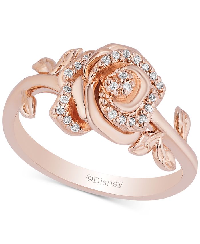 Enchanted Disney Fine Jewelry - Diamond Rose Belle Ring (1/10 ct. t.w.) in 14k Rose Gold