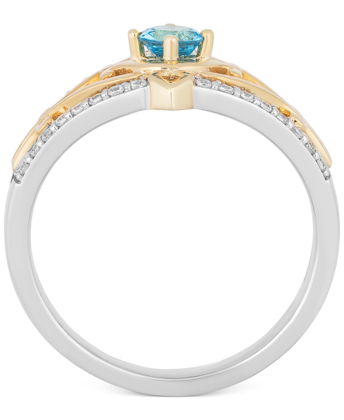 Enchanted Disney Swiss Blue Topaz (1/4 ct. t.w.) & Diamond (1/5 ct. t.w.) Jasmine Ring in 14k Gold & Sterling Silver - Sterling Silver  Yellow Gold