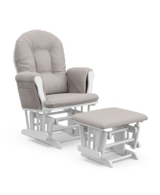 Hoop Glider and Ottoman - White with Pink