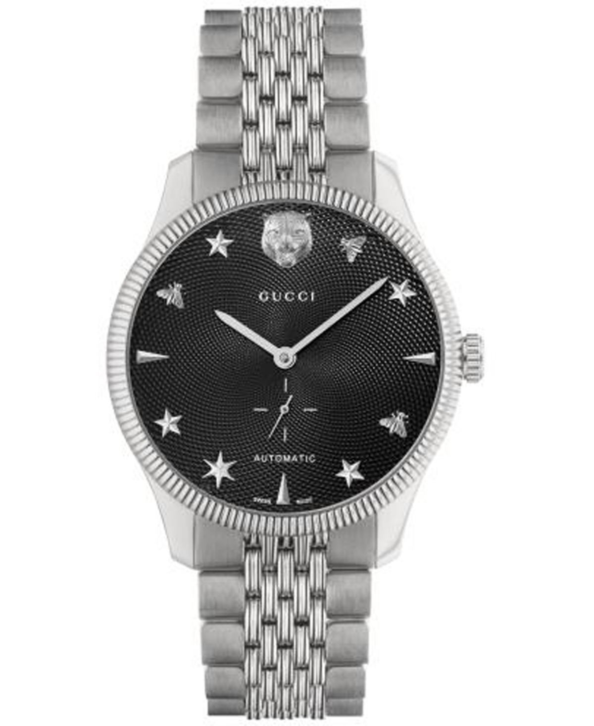 Shop Gucci Men's Swiss Automatic G-timeless Stainless Steel Bracelet Watch 40mm In Silver