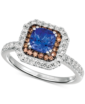 image of Le Vian Blueberry Tanzanite (9/10 ct. t.w.) & Diamond (5/8 ct. t.w.) Halo Ring in 14k White Gold