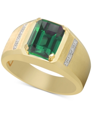 image of Men-s Lab-Created Emerald (3 ct. t.w.) & Diamond Accent Ring in 10k Gold (Also in Lab-Created Sapphire & Lab-Created Ruby)