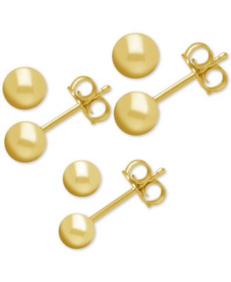3-Pc. Set Silver Plated Ball Stud Earrings