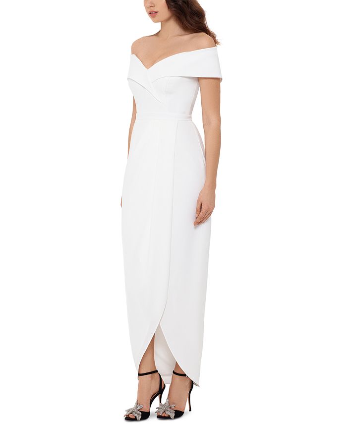 xscape off shoulder gown
