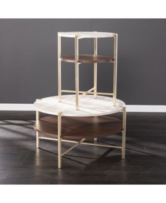 Valera Round End Table with Faux Marble Top