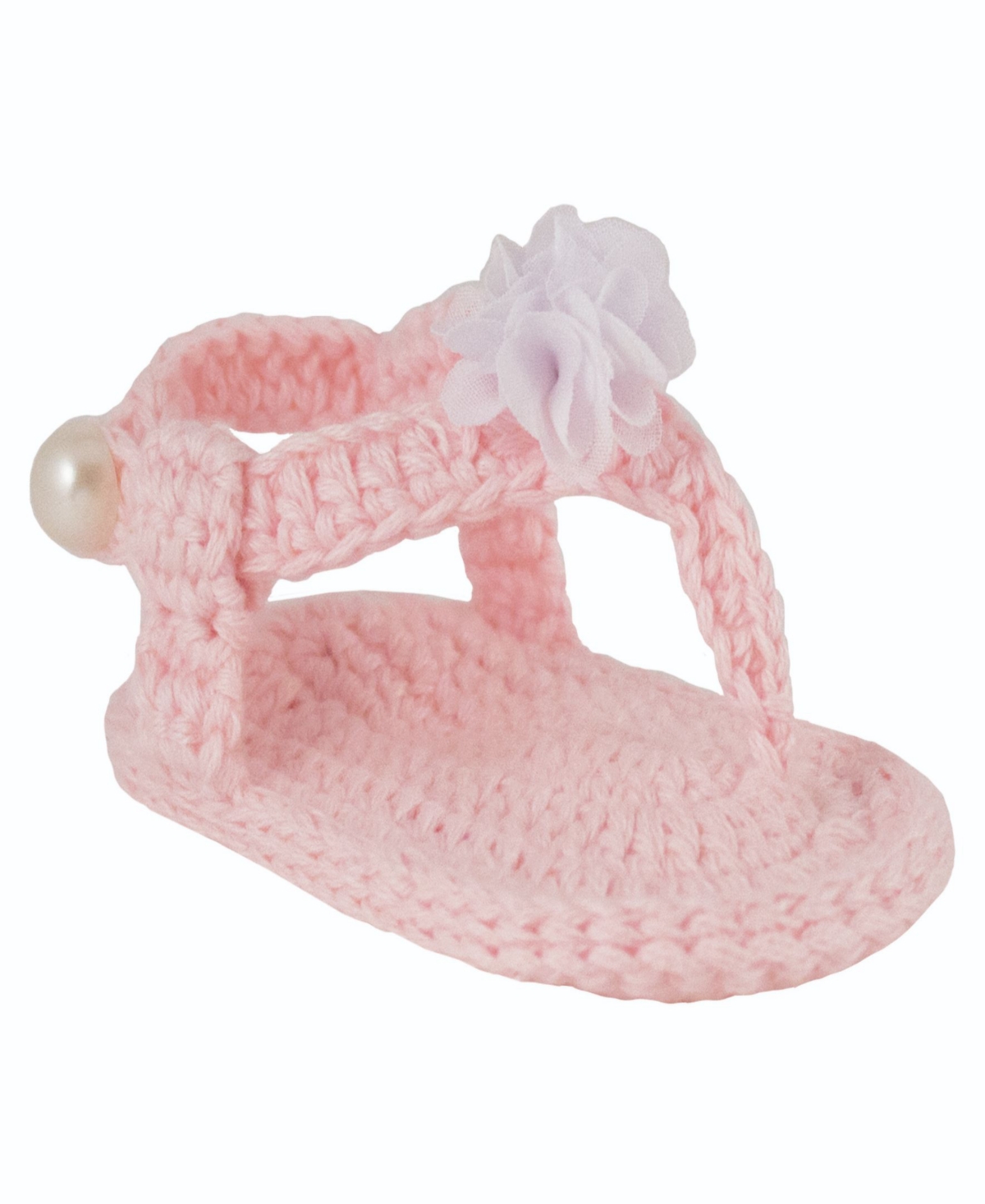 Baby Deer Baby Girls Crochet Thong Sandal With Flower In Pink