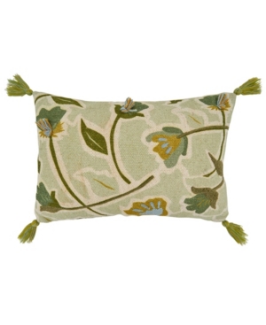 Saro Lifestyle Embroidered Large Floral Throw Pillow
