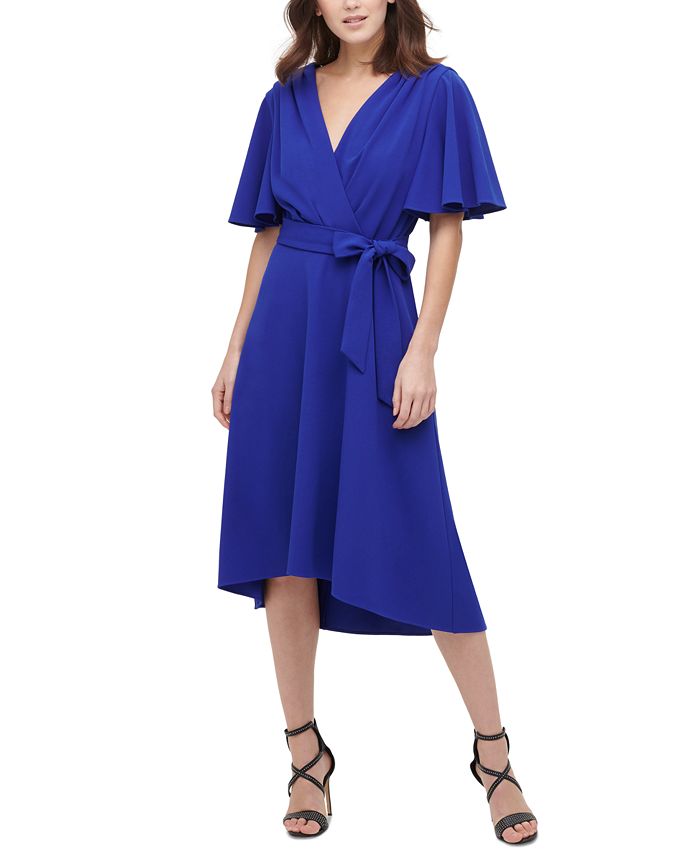 DKNY Flare-Sleeve Midi Wrap Dress - Macy's