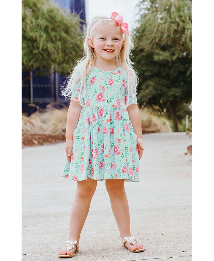 RuffleButts Baby Girl Running In Wildflowers Twirl Dress and Bow ...