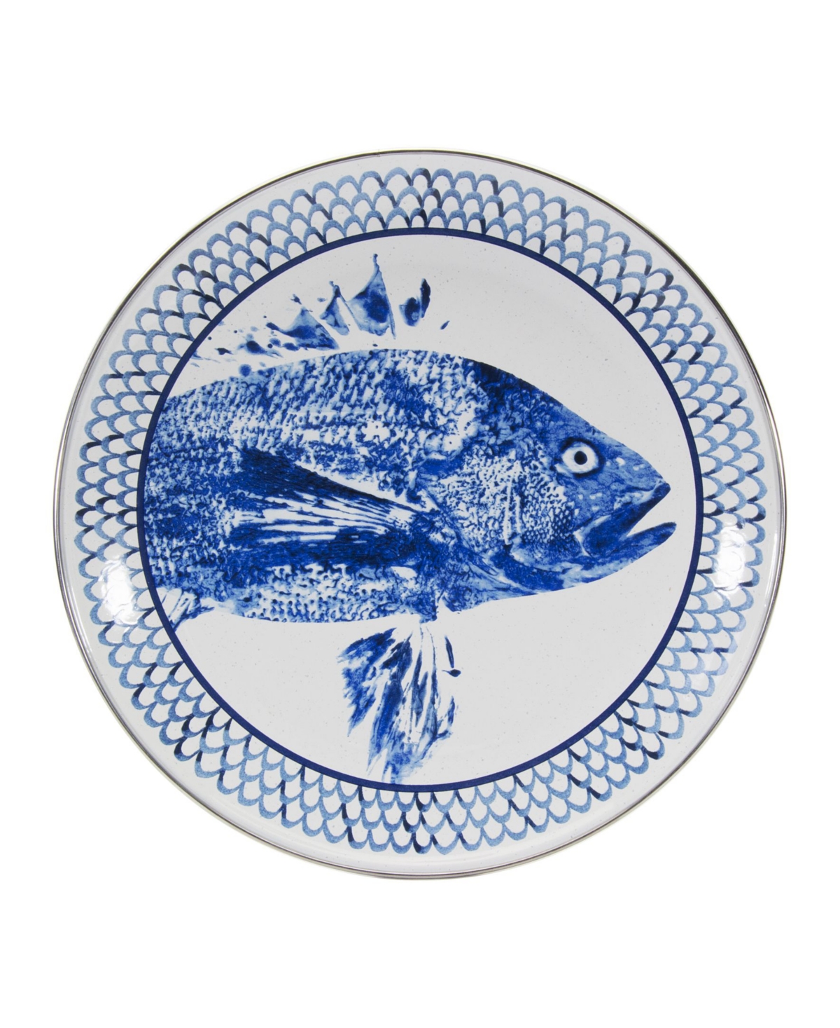 Fish Camp Enamelware Chargers, Set of 2 - Blue