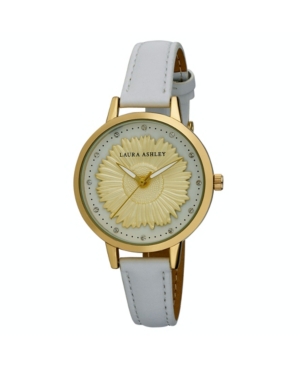 image of Laura Ashley Women-s Sunflower Dial White Polyurethane Strap Watch 38mm