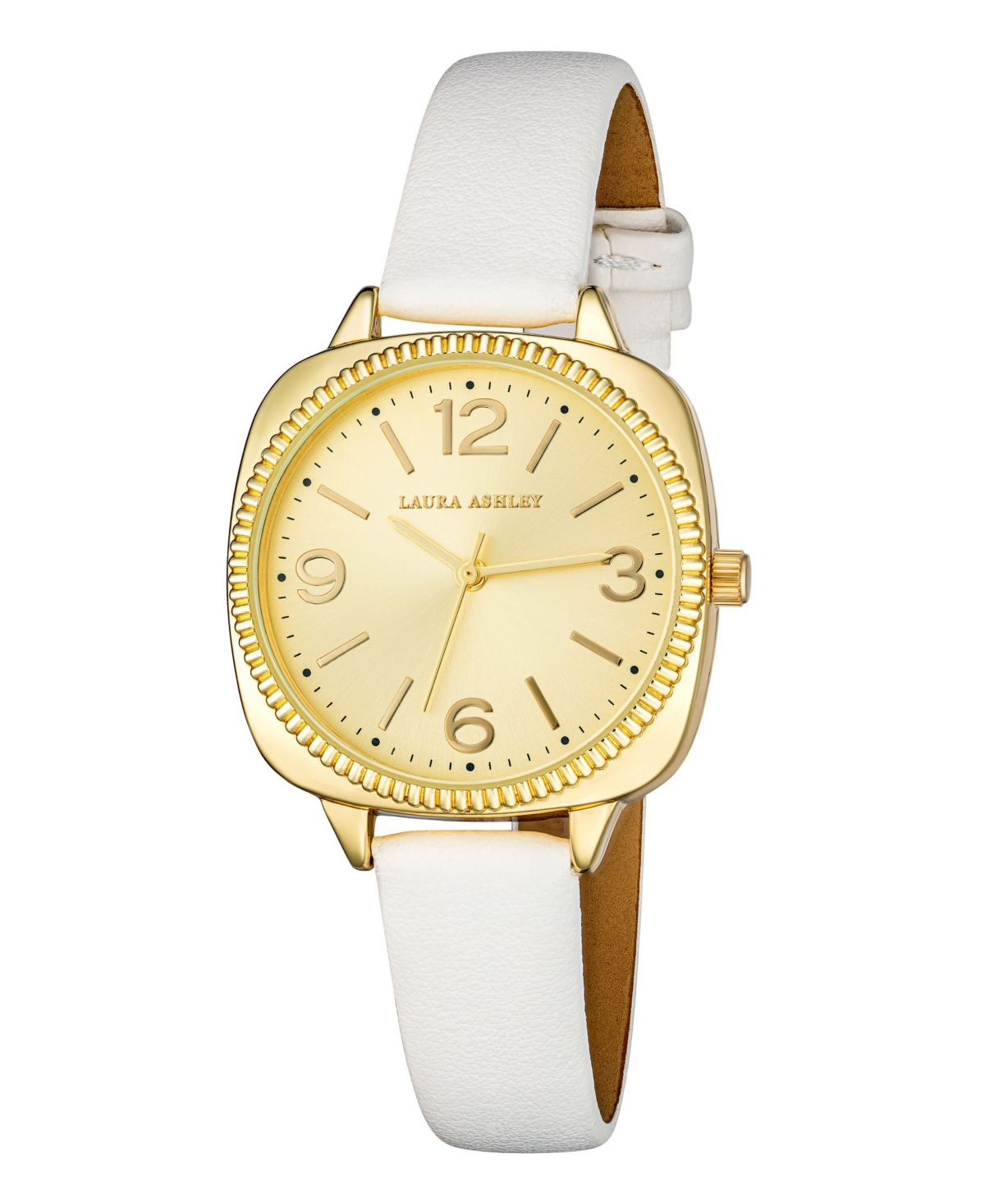 Women's Cushion Case Sunray Dial White Polyurethane Strap Watch 35mm - White