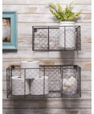 Small Wall Mount Chicken Wire Basket Set of 2