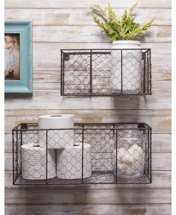 Design Imports Small Wall Mount Chicken Wire Basket Set of 2 - Macy's