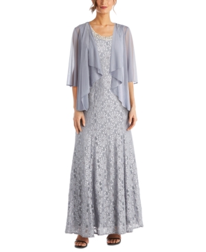 R & M Richards Beaded Dress & Flyaway Jacket