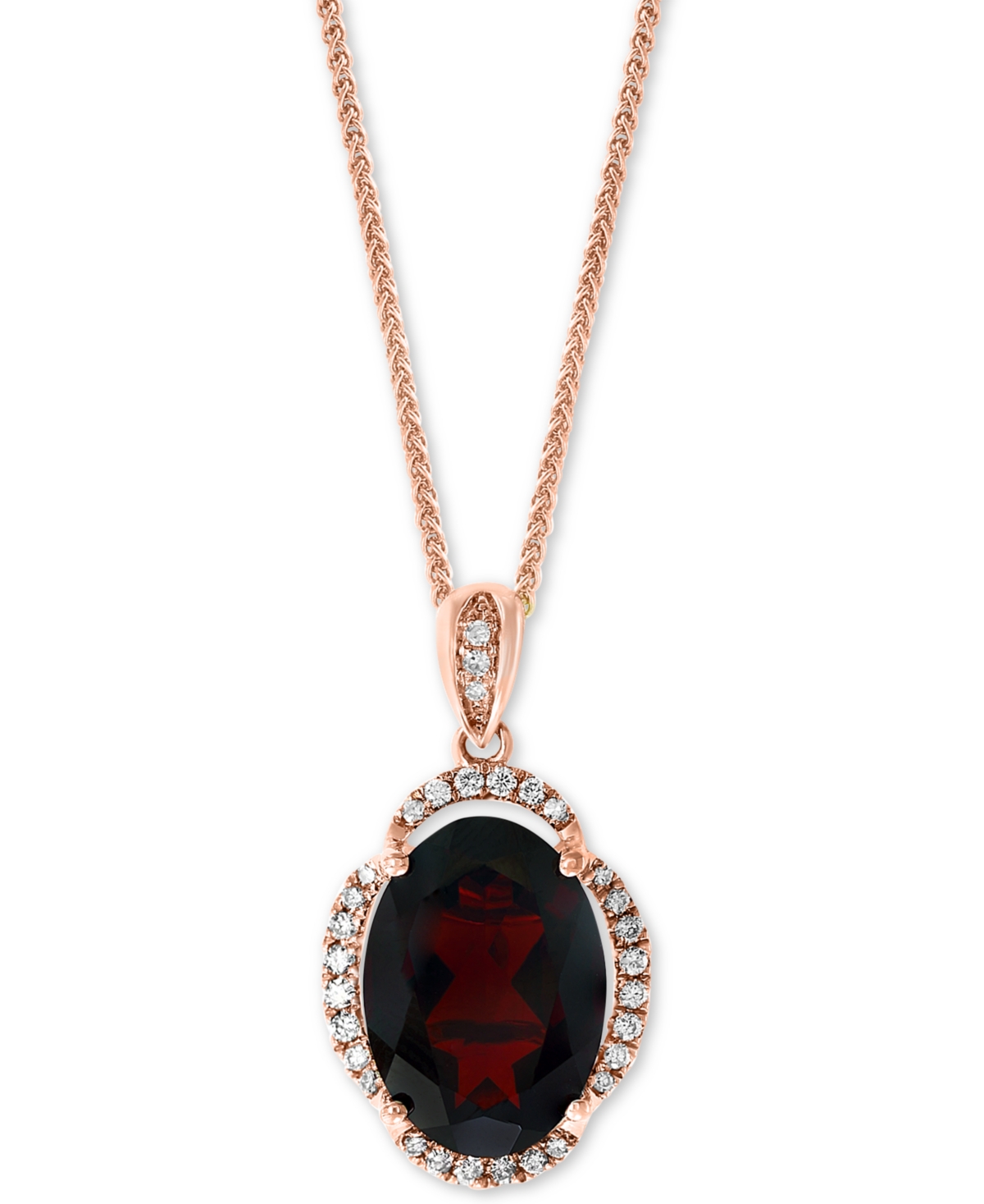 Lali Jewels Garnet (7-5/8 ct. t.w.) & Diamond (1/5 ct. t.w.) 18" Pendant Necklace in 14k Rose Gold