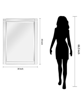 Moderno Squared Corner Beveled Rectangle Wall Mirror, 40" x 30" x 1.18"