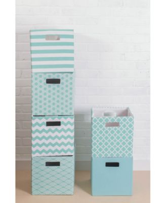 Lattice Square Print Polyester Storage Bin