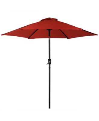 Outdoor Aluminum Patio Table Umbrella with Polyester Canopy and Push Button Tilt and Crank