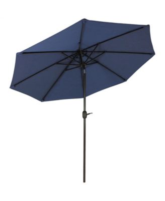 Outdoor Aluminum Patio Umbrella with Fade-Resistant Canopy and Auto Tilt and Crank - 9' - Navy Blue