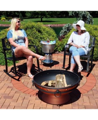 Traditional Fleur-de-Lis Design Cast Iron and Steel Outdoor Rocking Chair