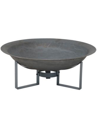 Outdoor Camping or Backyard Cast Iron with Heat Resistant Finish Modern Round Fire Pit Bowl with Stand - 23" - Bronze