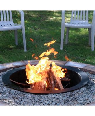 Outdoor Heavy-Duty Steel Portable Above Ground or In-Ground Round Fire Pit Liner Ring - Black