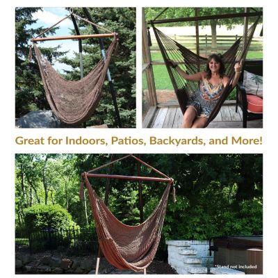 Caribbean Style Extra Large Hanging Rope Hammock Chair Swing for Backyard and Patio