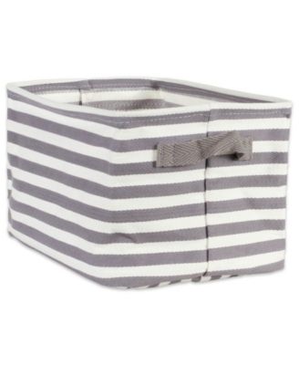 Polyethylene Coated Herringbone Woven Cotton Laundry Bin Stripe Rectangle Set of 3