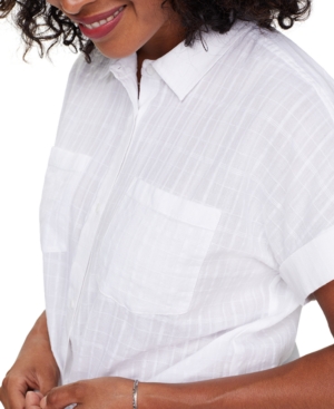 image of Nydj Linen Printed Camp Shirt