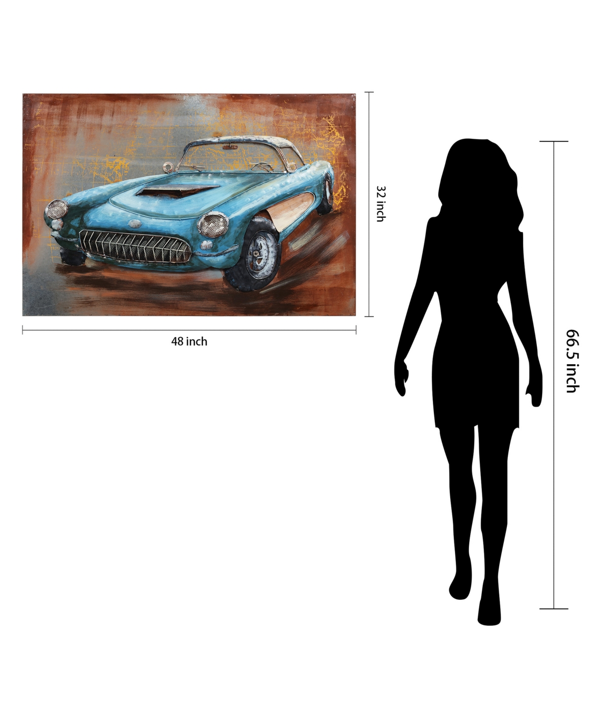 Empire Art Direct Blue car Mixed Media Iron Hand Painted Dimensional Wall Art, 2.4