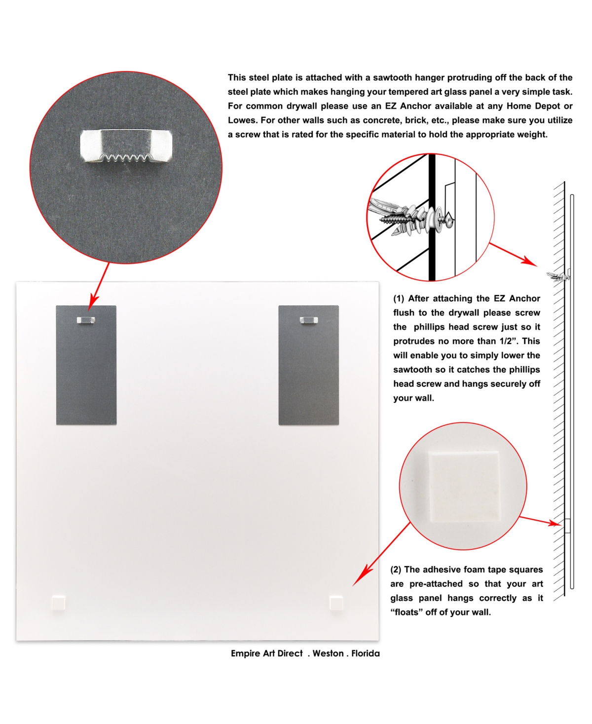 Empire Art Direct Fashion Square Beveled Wall Mirror on Free Floating Reverse Printed Tempered Art Glass, 0.4