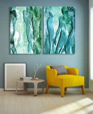 Water Women I II Frameless Free Floating Tempered Art Glass Wall Art, 48" x 32" x 0.2"