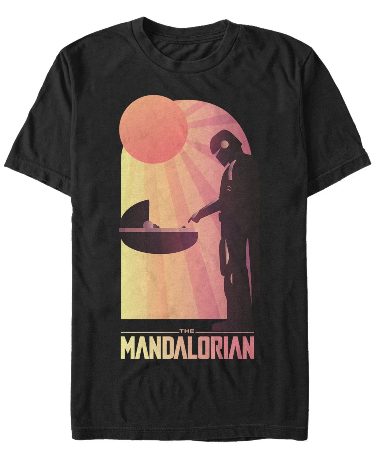 Men's Star Wars The Mandalorian The Child Sunset Meeting Short Sleeve T-shirt