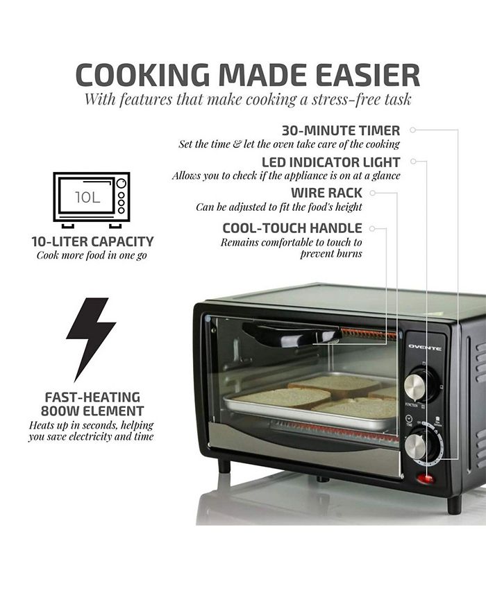 OVENTE Countertop 4 Slice Toaster Oven with Removable Baking Tray Macy's