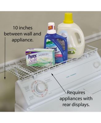Rear Display Over-The-Washer Storage Shelf to Organize and Store Laundry Room Supplies, White