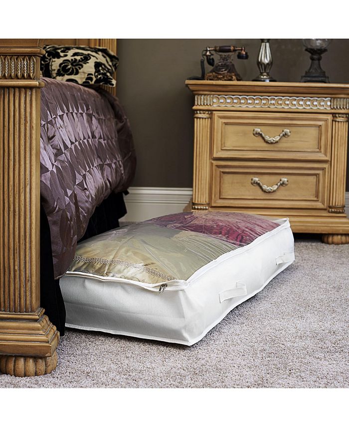 Household Essentials Canvas Under Bed Storage Bag, Dual Handles for