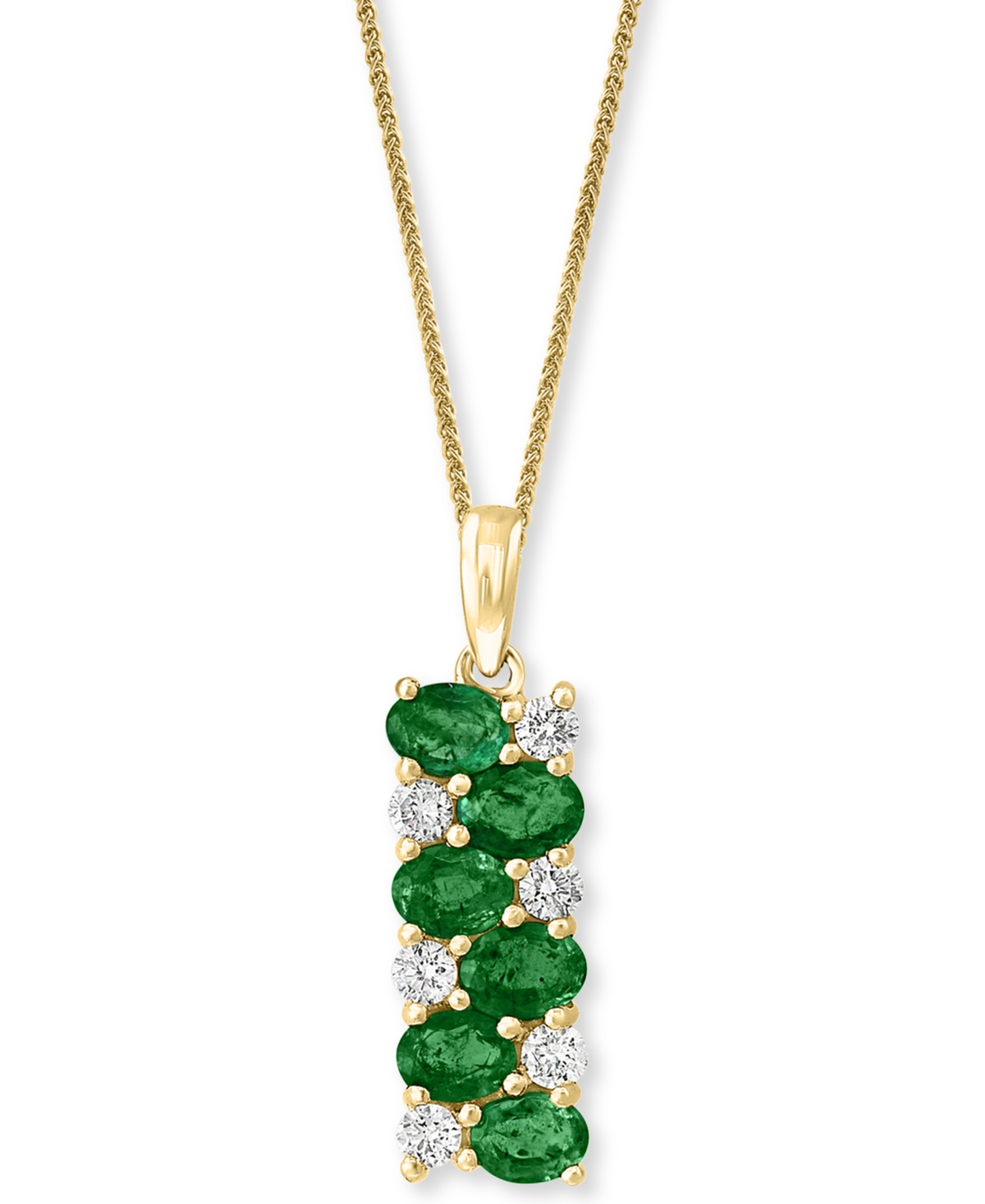 Lali Jewels Emerald (1-1/5 ct. t.w.) & Diamond (1/4 ct. t.w.) Rectangular 18" Pendant Necklace in 14k Gold