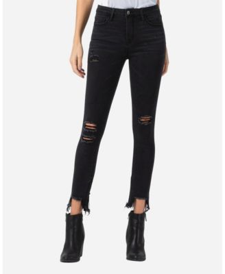 mid rise black ripped jeans