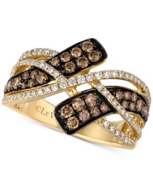 image of Le Vian Chocolatier Diamond Crossover Statement Ring (7/8 ct. t.w.) in 14k Gold