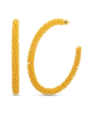 image of Kensie Yellow Bead Wrapped Post Hoop Earring