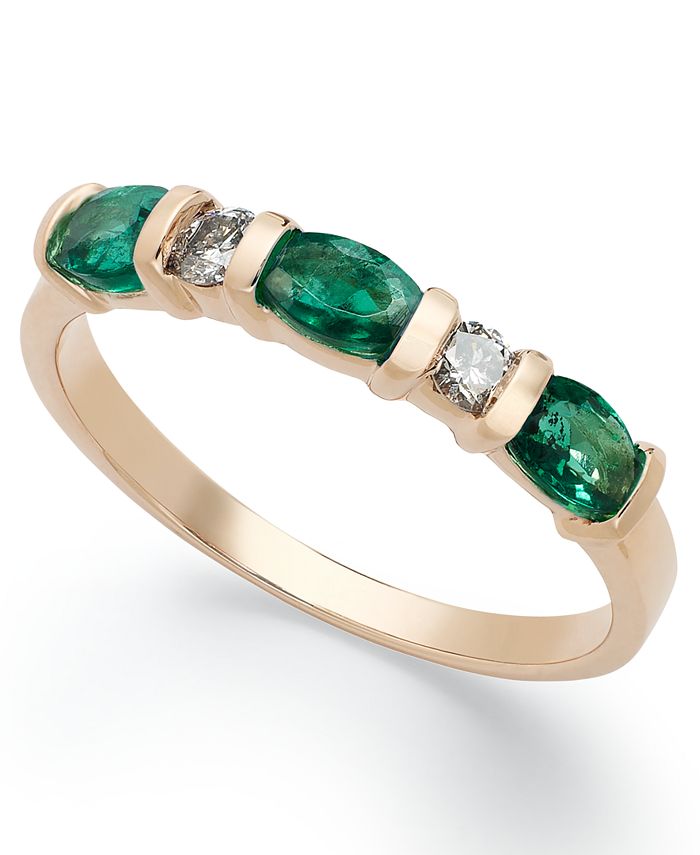 Macy's - 14k Gold Ring, Emerald (3/4 ct. t.w.) and Diamond (1/8 ct. t.w.) Ring
