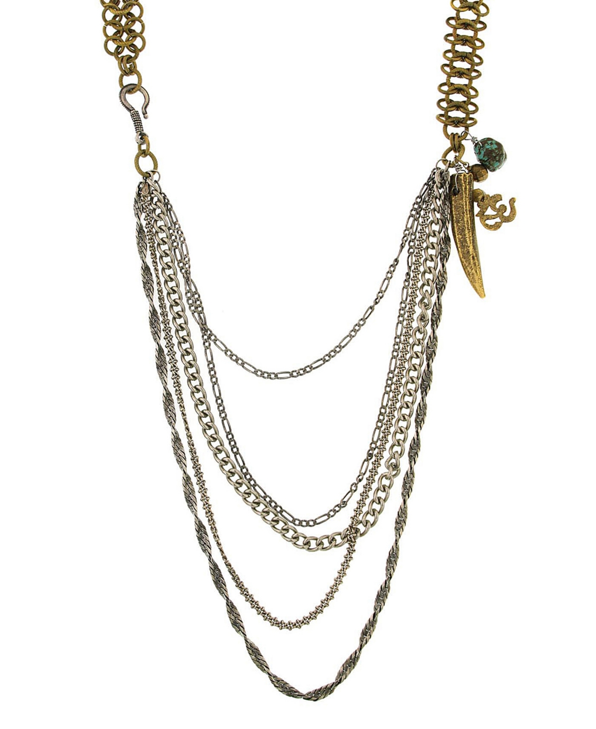1928 T.r.u. By  Mixed Metal Multi Swag Layer Charm Necklace