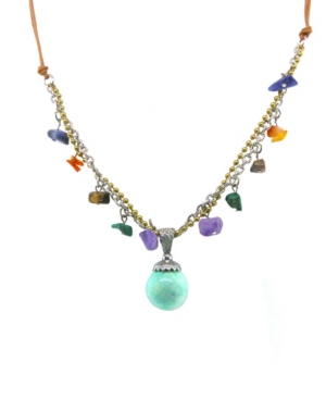 image of T.r.u. by 1928 Silver Tone Leather Cord Multi Genuine Stone Drop Necklace