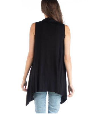 Draped Open Front Sleeveless Cardigan Vest