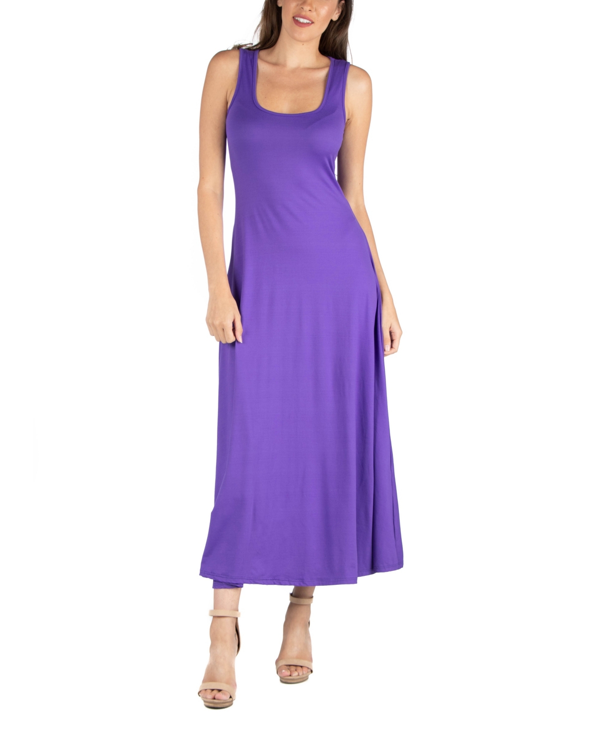 Slim Fit A-Line Sleeveless Maxi Dress - Wine