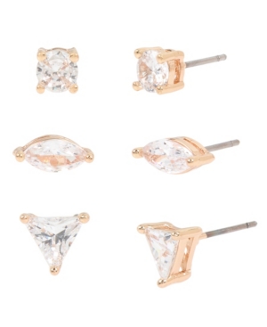 image of Jessica Simpson Geometric Cz Stone Stud Earrings Set, 0.2
