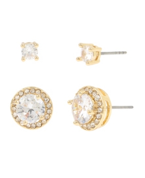 image of Jessica Simpson Cubic Zirconia Halo Stud Earrings Set