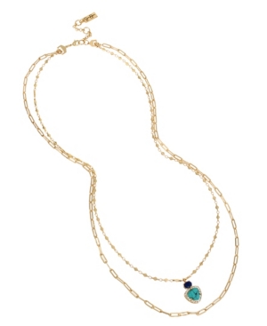 image of Jessica Simpson Stone Pendant Layered Necklace Set, 26